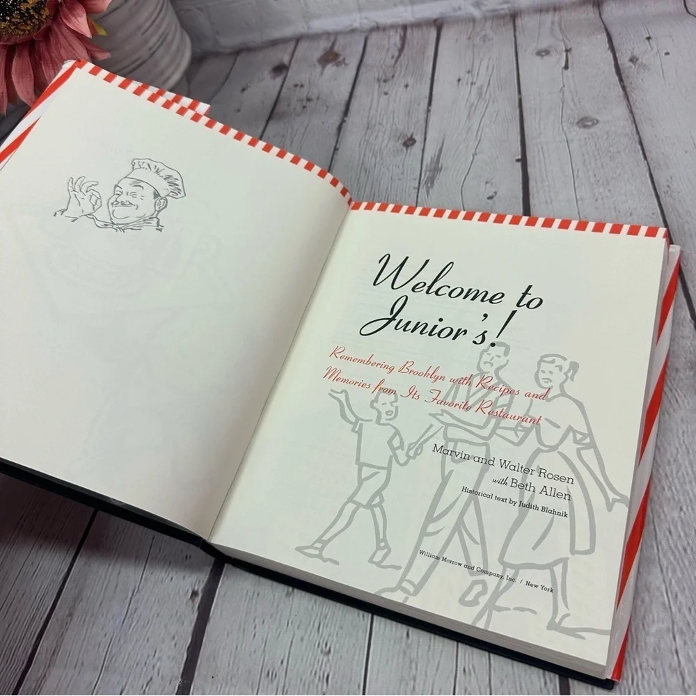 vintage 1999 first edition Junior's restaurant book remembering brooklyn